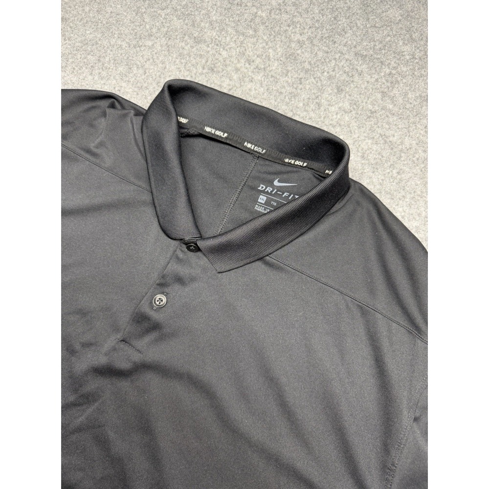 NIKE Golf Polo Black Mens XXL Short Sleeve FitDry Dri Fit Performance Shirt
